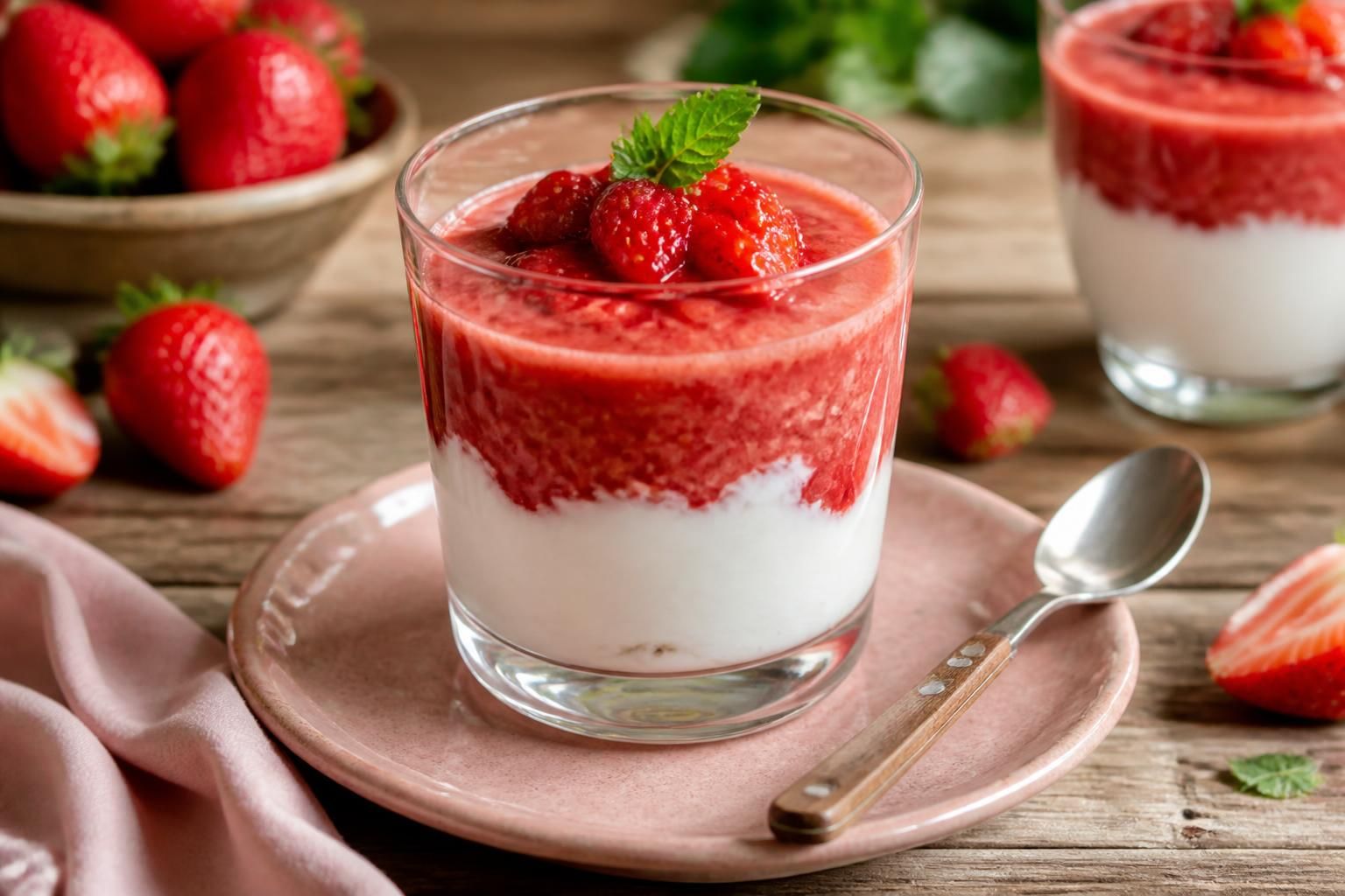 Erdbeer-Joghurt-Dessert zum Saisonende, das schnelle Rezept rettet auch sehr weiche Früchte