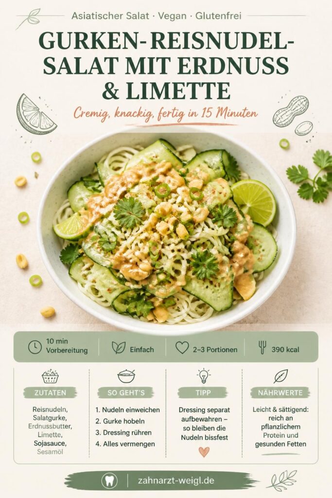 Gurken-Reisnudel-Salat mit Erdnuss-Limetten-Dressing – Pinterest-Bild