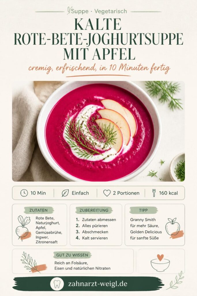 Kalte Rote-Bete-Joghurtsuppe mit Apfel – Pinterest-Rezeptkarte