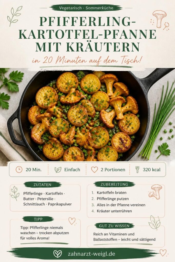 Pfifferling-Kartoffel-Pfanne mit Kräutern – Pinterest-Bild