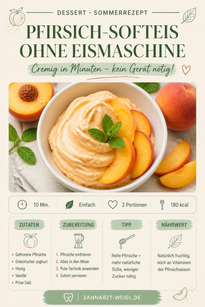 Pfirsich-Softeis ohne Eismaschine – cremiges Fruchteis mit frischen Pfirsichen