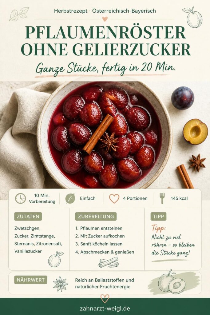Pflaumenröster ohne Gelierzucker – schnelles Topf-Rezept mit ganzen Zwetschgenstücken, Pinterest-Pin
