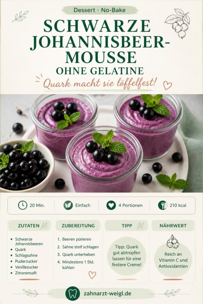 Schwarze-Johannisbeer-Mousse ohne Gelatine in Gläsern – Pinterest-Bild