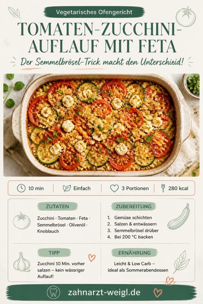 Tomaten-Zucchini-Auflauf mit Feta und knuspriger Semmelbrösel-Kruste – Pinterest-Rezeptkarte