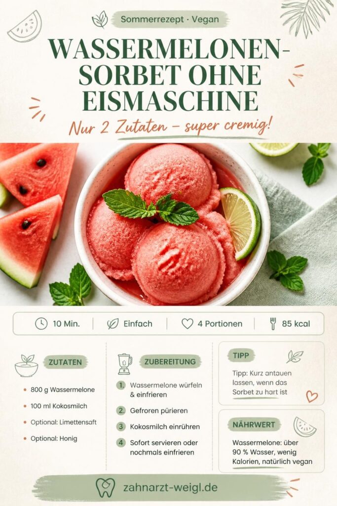 Wassermelonen-Sorbet ohne Eismaschine – nur 2 Zutaten, cremig und vegan