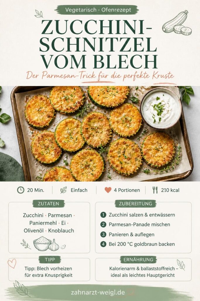Zucchini-Schnitzel vom Blech mit Parmesan-Kruste – Pinterest-Rezept