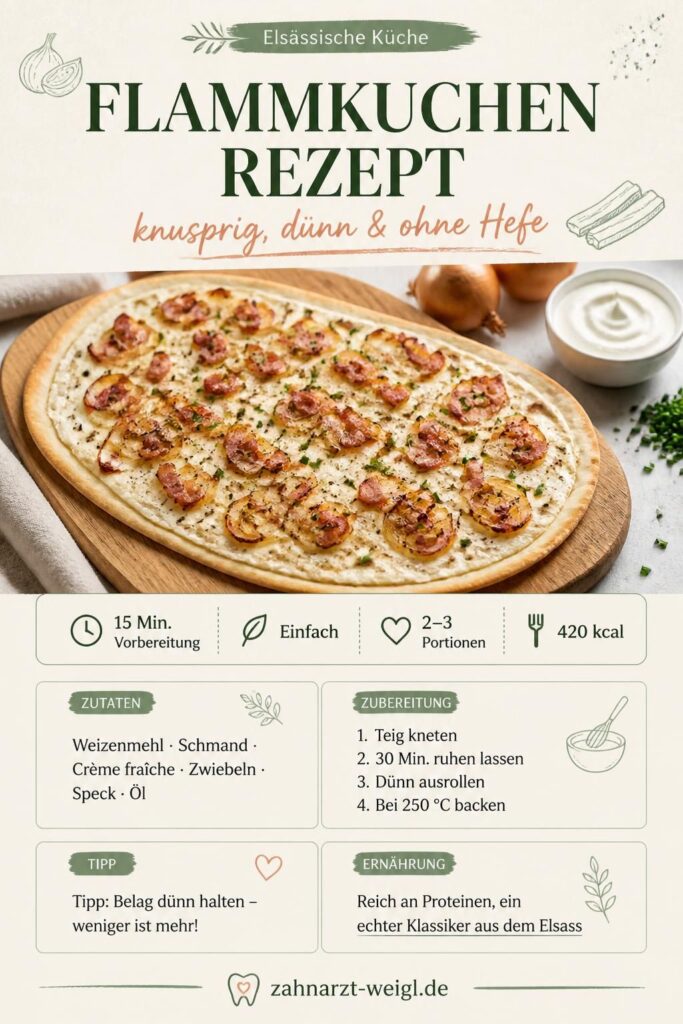 Elsässer Flammkuchen Rezept ohne Hefe – knusprig und einfach, Pinterest-Pin